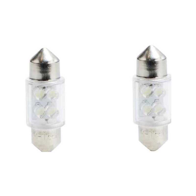 Jeu de 2 ampoules diodes, LED C5W 4 x Flux 31mm 12V Blanc L022W