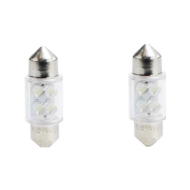 Jeu de 2 ampoules diodes, LED C5W 4 x Flux 31mm 12V Blanc L022W