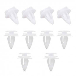 10 clips, riverts plastique...