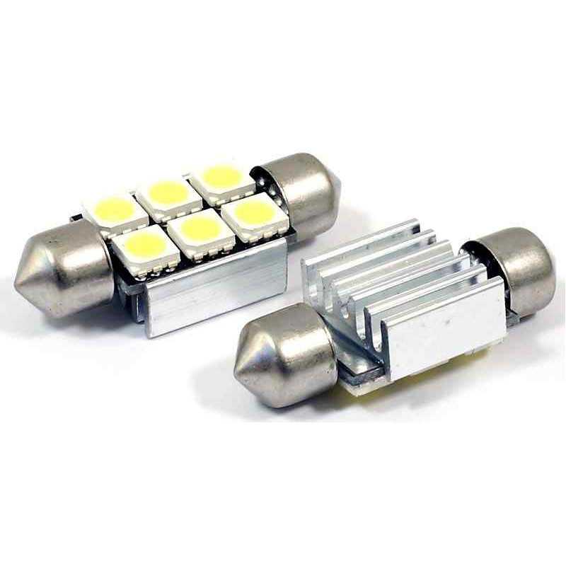 2 Ampoules Navettes à led effet Xenon c5w SMD 40mm
