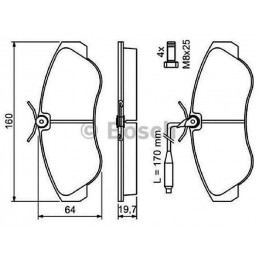 Jeu de 4 plaquettes de frein avant BOSCH Citroen Jumper Fiat Ducato Peugeot Boxer 0 986 424 031