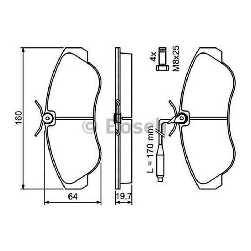 Jeu de 4 plaquettes de frein avant BOSCH Citroen Jumper Fiat Ducato Peugeot Boxer 0 986 424 031