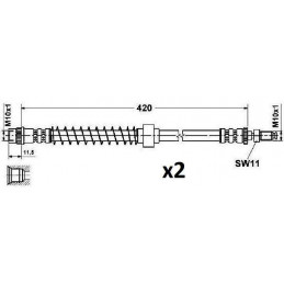 Lot 2 Flexibles de frein avant Peugeot 405 + Break de 88 à 96 Sans Abs 720882*2
