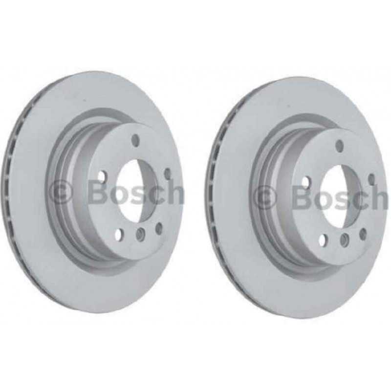 Jeu de 2 disques de frein arriere BOSCH BMW Série 1 E81 E87 Série 2 E90/91/92/93 ventilés 0986479218