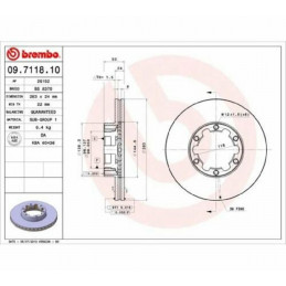 Jeu de 2 disques de frein avant BREMBO pour Nissan Cabstar E Trade 09.7118.10