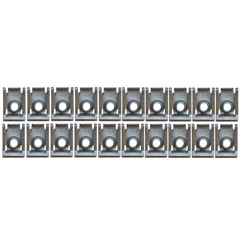 Lot de 20 Fixations Clips-Ecrous Doubles - Renault Peugeot Citroën Fiat