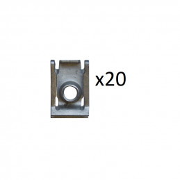 Lot de 20 Fixations Clips-Ecrous Doubles - Renault Peugeot Citroën Fiat
