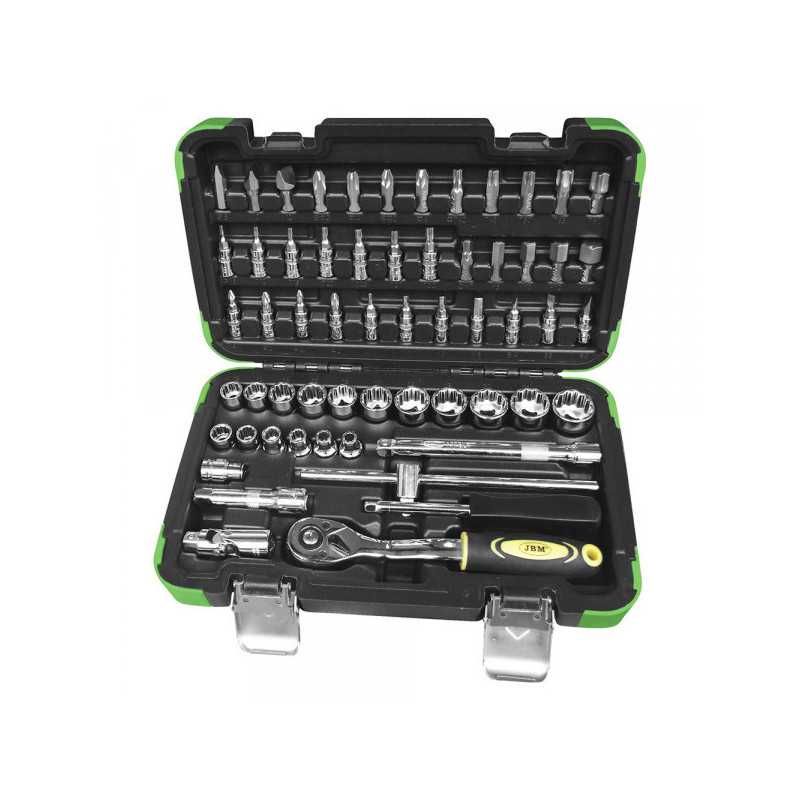 COFFRET OUTILLAGE DOUILLES 3/8" DE 59 PIÈCES 12 PANS CHROME