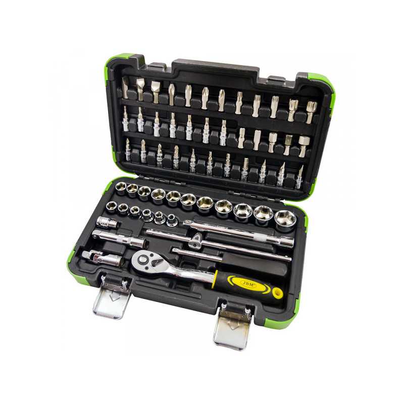 COFFRET OUTILLAGE DOUILLES 3/8" DE 59 PIÈCES 6 PANS CHROME