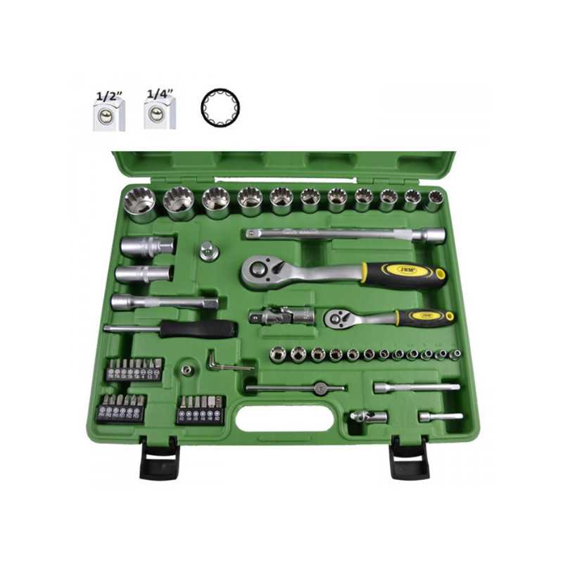 COFFRET D'OUTILS DE 61 PIÈCES DOUILLES SPLINE DE 1/4" ET 1/2"