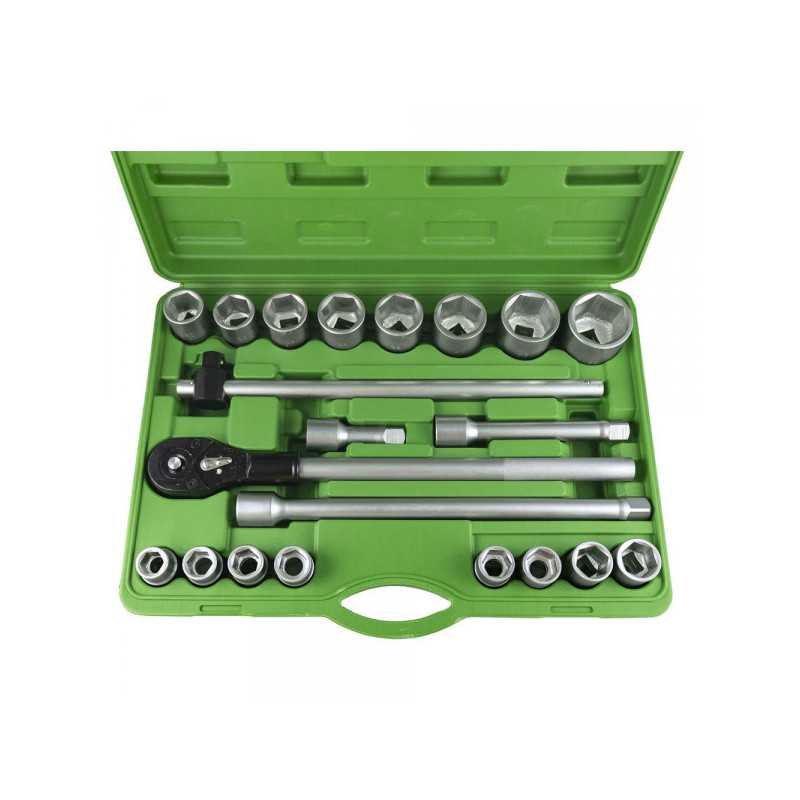 COFFRET OUTILLAGE DOUILLES 22 PIÈCES CLIQUET DE 3/4" 6 PANS