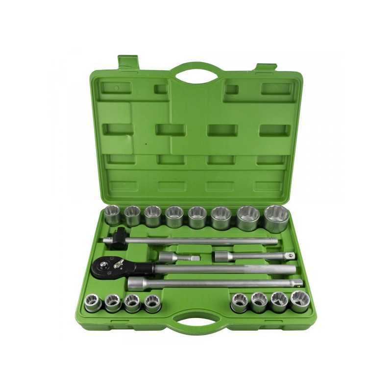 COFFRET OUTILLAGE DOUILLES 22 PIÈCES CLIQUET DE 3/4" 12 PANS