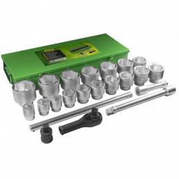 COFFRET METALLIQUE DE DOUILLES 22 PIÈCES CLIQUET DE 1" 6 PANS 51616