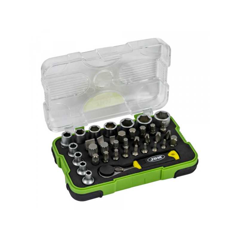 COFFRET OUTILLAGE DE 38 PIÈCES AVEC CLIQUET MINI DE 1/4" 53156 COFFRET OUTILLAGE DE 38 PIÈCES AVEC CLIQUET MINI DE 1/4" 53156
