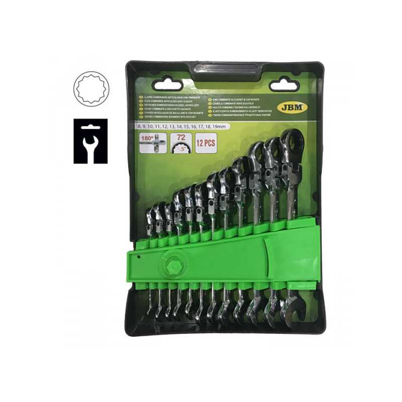 OUTILLAGE JEU DE 12 CLÉS MIXTES A CLIQUET ARTICULÉES 51318 OUTILLAGE JEU DE 12 CLÉS MIXTES A CLIQUET ARTICULÉES 51318