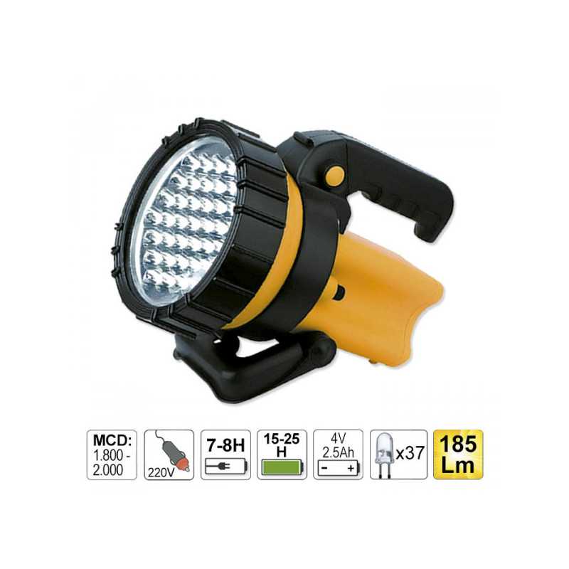 LAMPE TORCHE DE 37 LEDS AVEC BATTERIE RECHARGABLE, MANCHE PIVOTANT