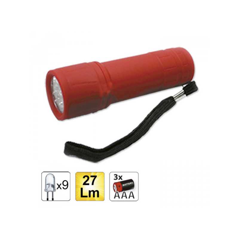 LAMPE TORCHE DE 9 LEDS ROUGE