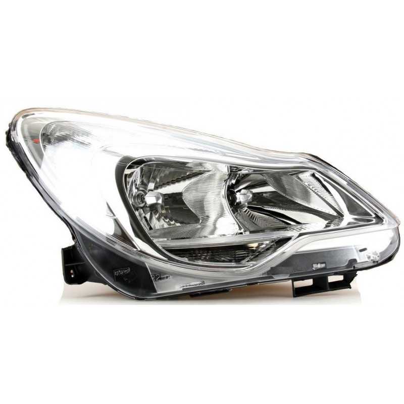 Optique, phare avant droit H1+H7 electrique A/moteur pour Opel Corsa D à partir de 02/11 boitier CHROME