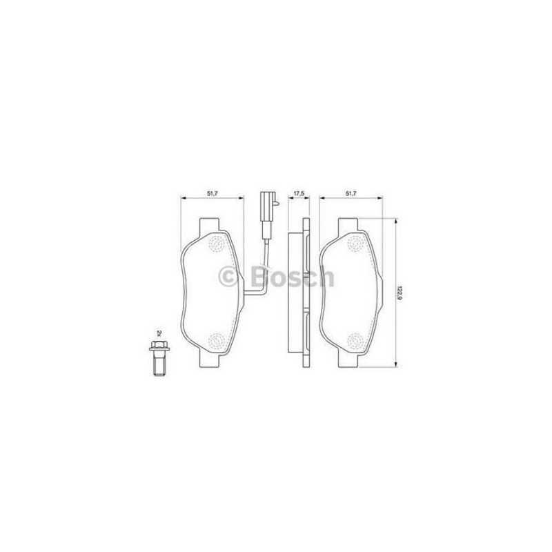 Jeu de 4 plaquettes de frein avant BOSCH pour Fiat 500 Ford Ka 1.2 1.3