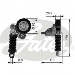 Galet tendeur de courroie d'accessoire GATES pour Renault Clio 2 2.0 T38348