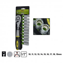 CLIQUET 72 DENTS DE 1/2" AVEC DOUILLES 12 PANS