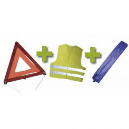 KIT DE SÉCURITÉ + GILET FLUO + TRIANGLE DE PRESIGNALISATION + POCHETTE MINI BLEUE 53091