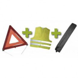 KIT DE SÉCURITÉ + GILET FLUO + TRIANGLE DE PRESIGNALISATION + POCHETTE MINI NOIR 53093