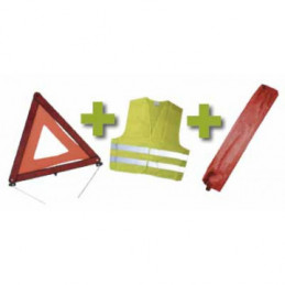 KIT DE SÉCURITÉ + GILET FLUO + TRIANGLE DE PRESIGNALISATION + POCHETTE MINI ROUGE 53094