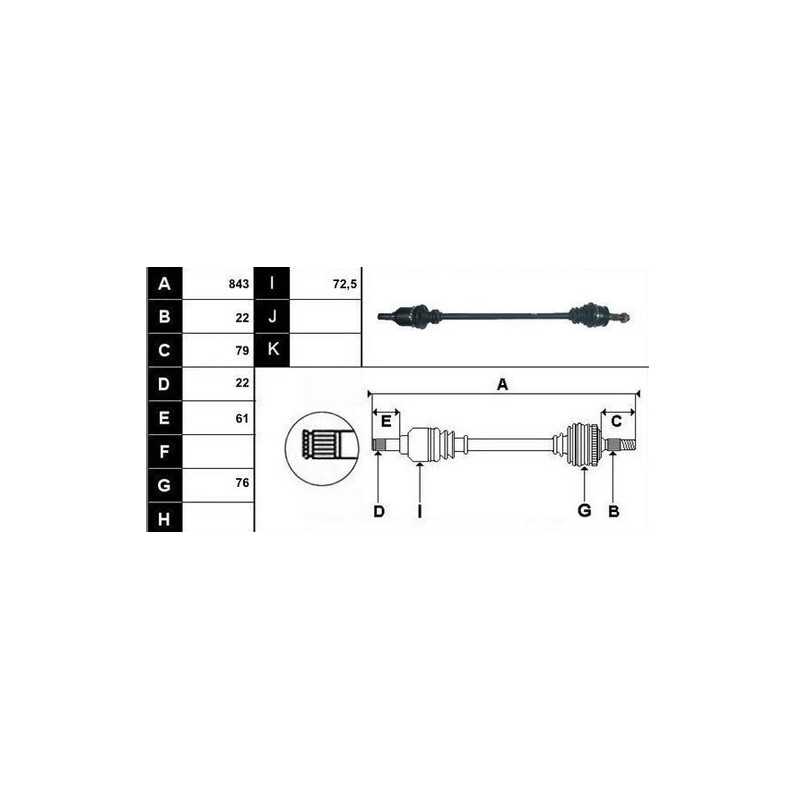 Cardan, arbre de transmission pour Fiat 500 1.2 FDS2191