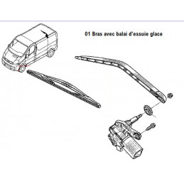 Kit bras avec essui glace pour Renault Trafic 2 814.0151