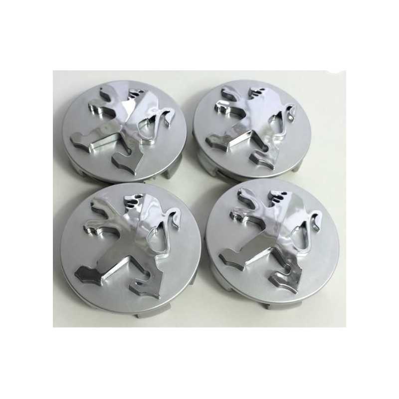 Lot de 4 caches roue pour Peugeot 60 mm Gris Chrome ENJPEUG Lot de 4 caches roue pour Peugeot 60 mm Gris Chrome ENJPEUG