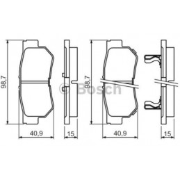 Jeu de 4 plaquettes de frein arrière BOSCH pour Hyundai Elantra Grandeur Santa fé Sonata XG Kia Oprius 0 986 494 417