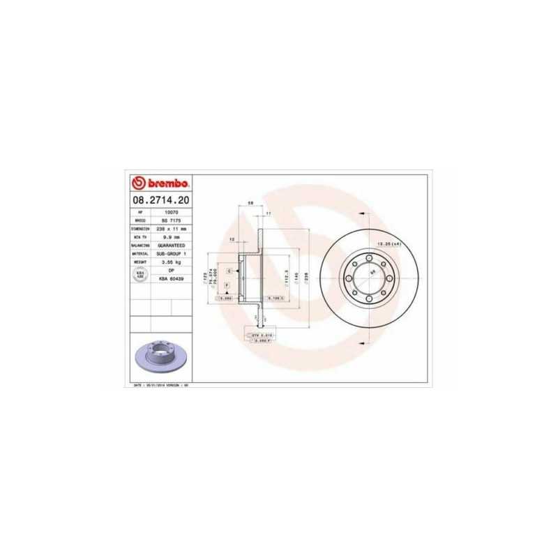 Jeu de 2 disques de frein avant BREMBO pour Talbot Horizon Matra Bagheera Rancho Simca 1100