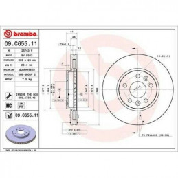 Jeu de 2 disques de frein avant BREMBO pour Renault Megane Talisman 1.6 09.C655.11