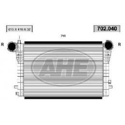 Echangeur d'air 1.9 et 2.0 l TDI 615 mm 405 mm 32 mm 1024101