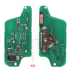 Carte electronique pour Telecommande 2 boutons de type CE0523, Frequence ASK, Transpondeur de type PCF7941 2B-523-ASK-PCF7941