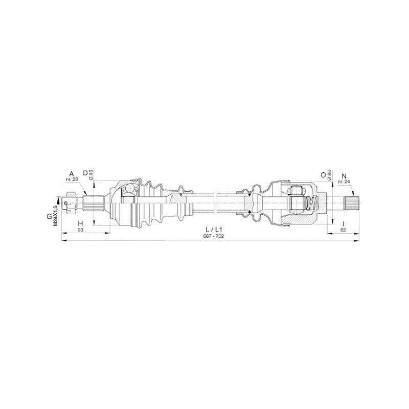 Cardan avant gauche pour Citroen C5