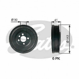 Poulie damper GATES pour Audi A3 A4 Ford Galaxy Seat Leon Skoda Vw Golf Eos TVD1001