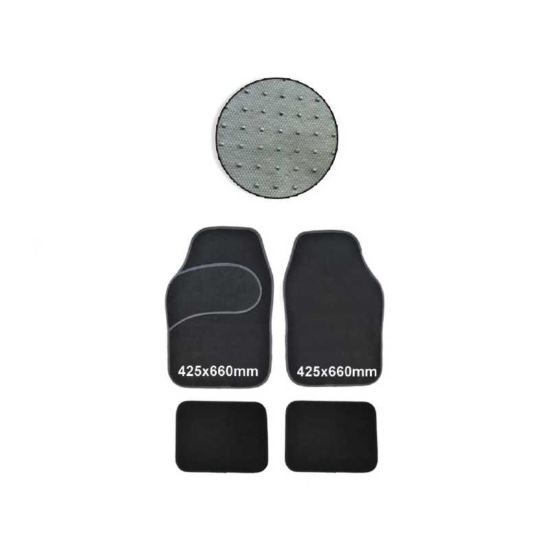 JEU DE 4 TAPIS EN MOQUETE + TALONETE PLASTIQUE
