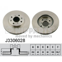 Jeu de disques de frein avant Nipparts pour Suzuki Swift Opel Agila j3306028