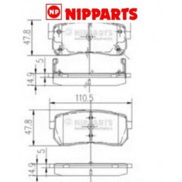 Jeu de 4 plaquettes de frein arrière NIPPARTS pour Hyundai H-1 ix55 Kia Sorento 3 N3610308