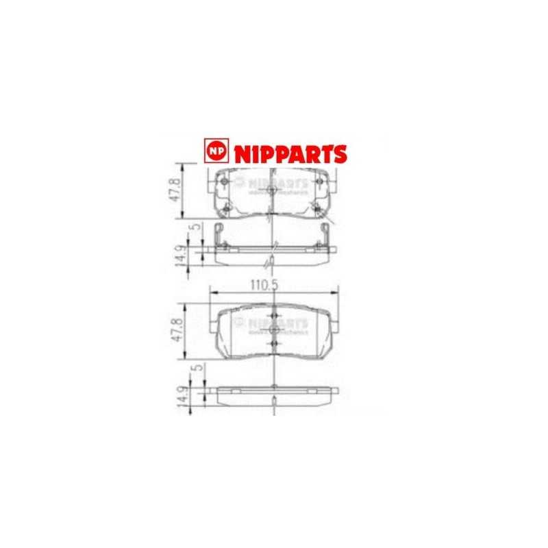 Jeu de 4 plaquettes de frein arrière NIPPARTS pour Hyundai H-1 ix55 Kia Sorento 3 N3610308