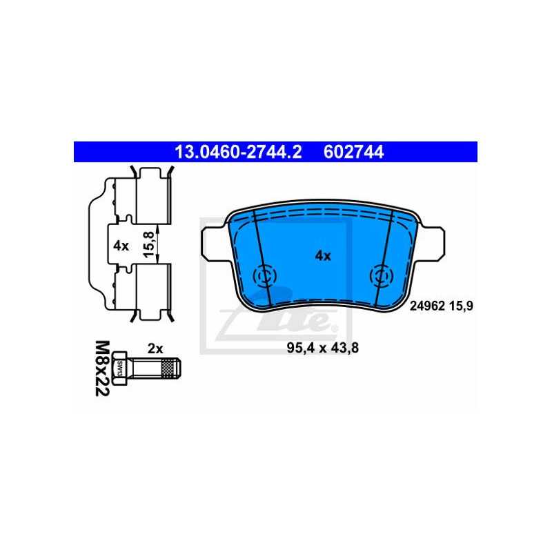 Jeu de plaquettes de frein ATE pour Renault Kangoo et Mercedes Citan 13.0460-2744.2