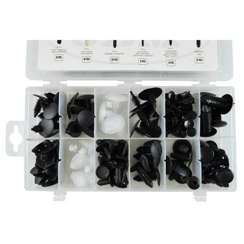COFFRET DE CLIPS EN PLASTIQUE UNIVERSEL 128 PCS 52888 COFFRET DE CLIPS EN PLASTIQUE UNIVERSEL 128 PCS 52888