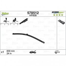 1 Balai d'essuie-glace plat VALEO 600mm 60cm 578512