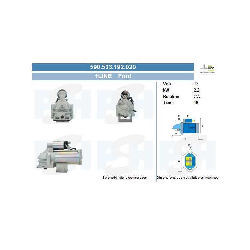 Démarreur pour Ford Jaguar 2.2 kw 590.533.192.020