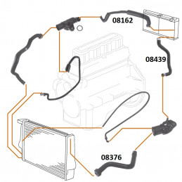 Durite de radiateur superieure pour Peugeot 405 ph 1 1.9 et ph 2 1.6 1.8 2.0 08376