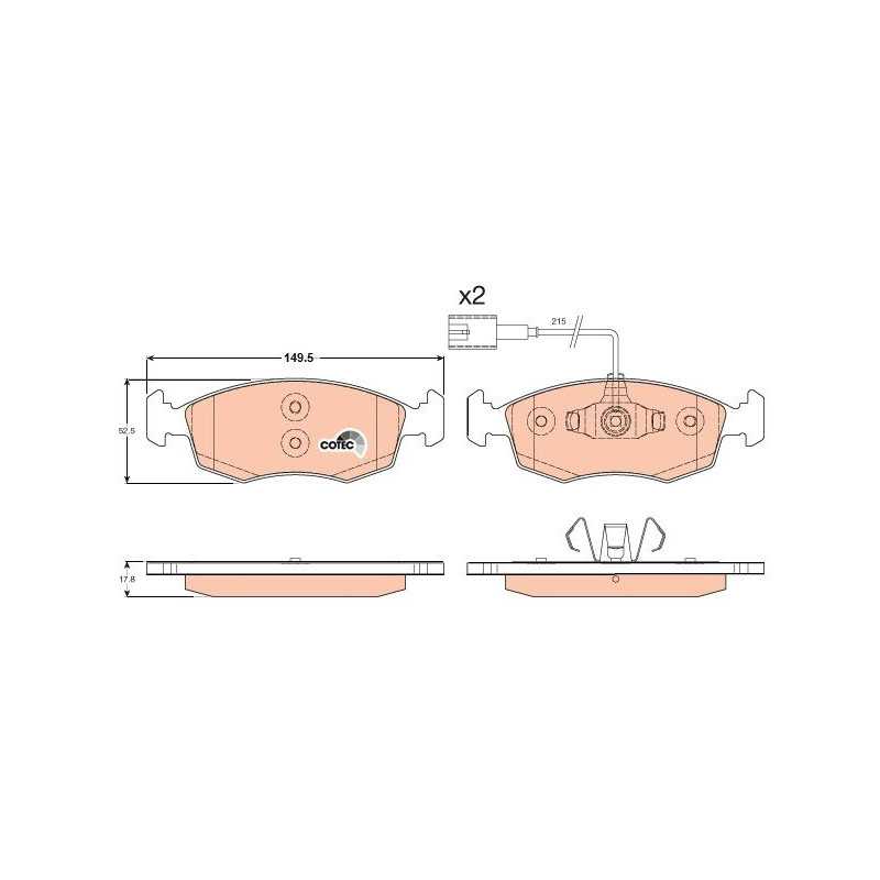 Jeu de plaquettes de frein pour Fiat Grande Punto 500 Punto GDB1900