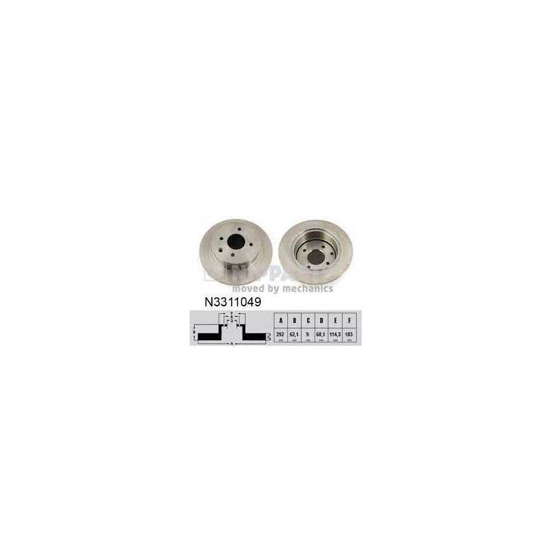 Jeu de 2 Disques de frein arrière NIPPARTS pour Nissan Cube Tiida 1.5 1.6 1.8 dci N3311049