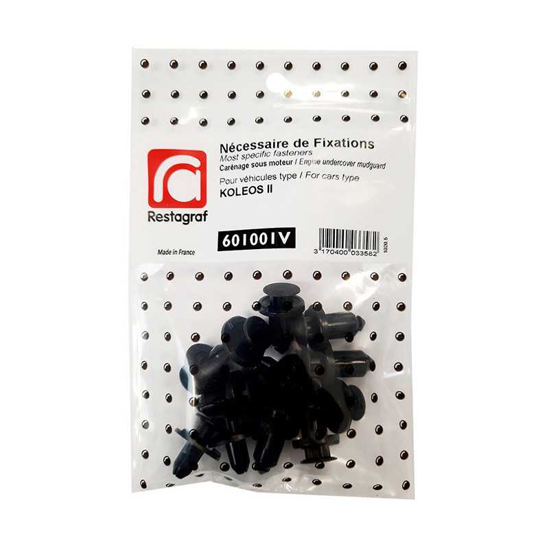 Lot de 12 fixations de cache sous moteur Renault Koleos 601001V Lot de 12 fixations de cache sous moteur Renault Koleos 601001V